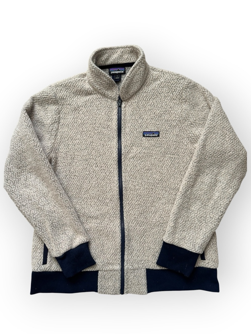 Patagonia Women’s Full Zip Wool Blend Fleece Jacket Gray Navy L